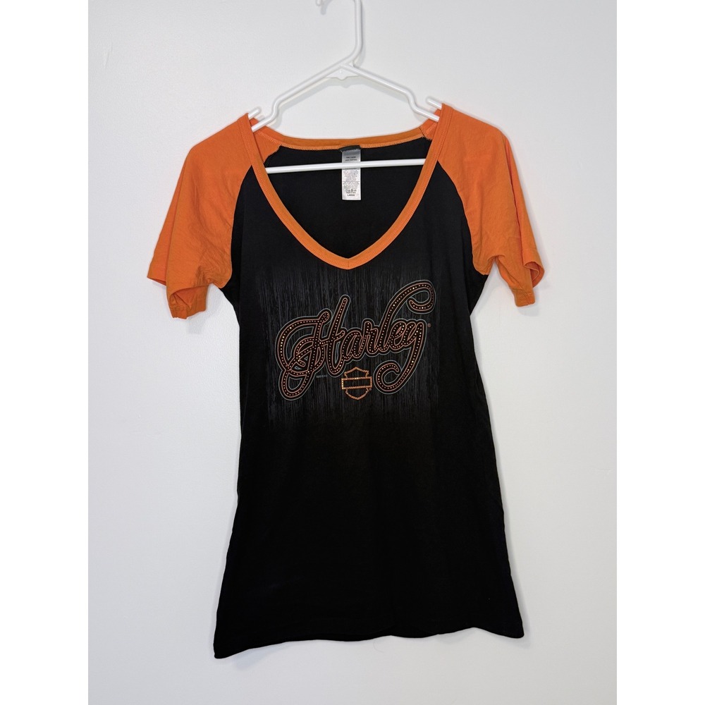 Harley-Davidson Jackson Hole Wyoming V-Neck Raglan Tee  Large [Excellent]